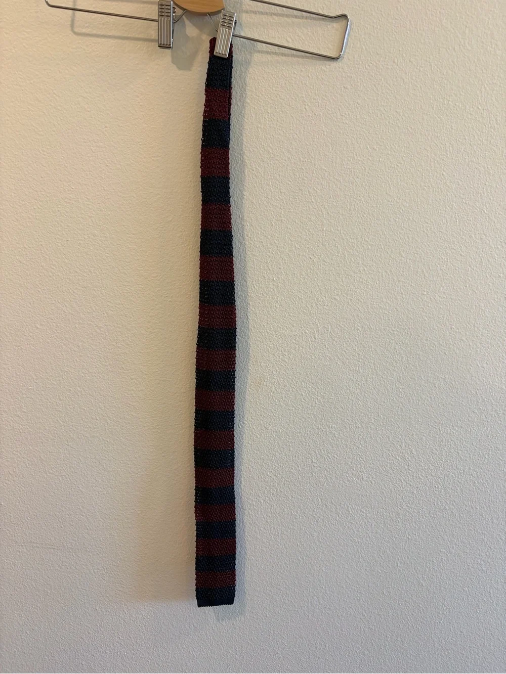 Polo by Ralph Lauren Burgundy & Navy Knit Stripe Tie - Picture 2 of 3
